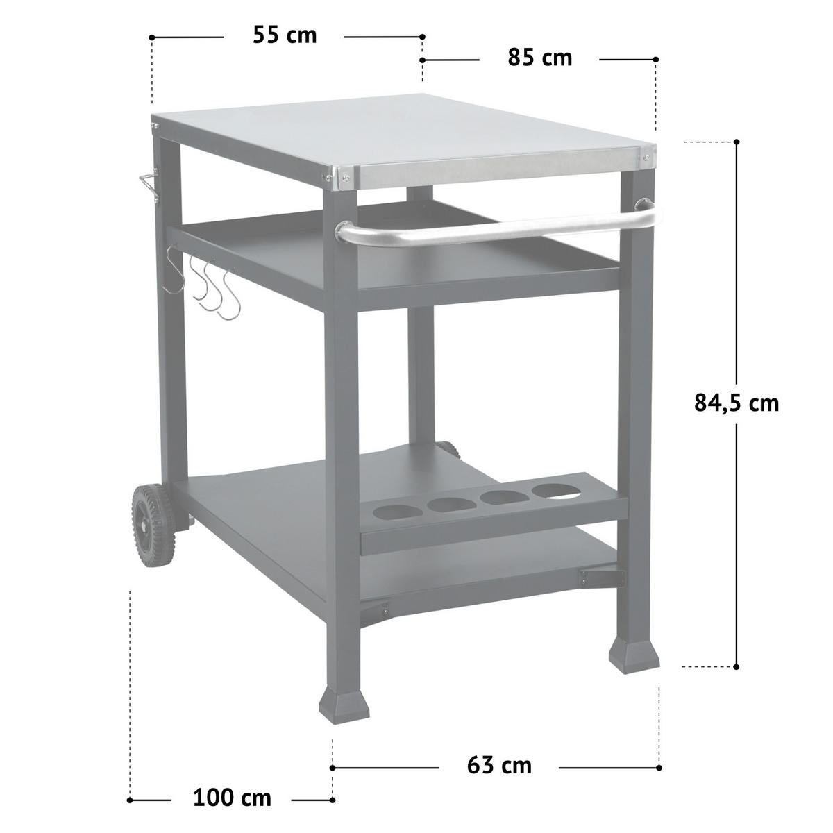 GRILLWAGEN NIKAN - Schwarz, Metall (100/85/63cm) - TAINO