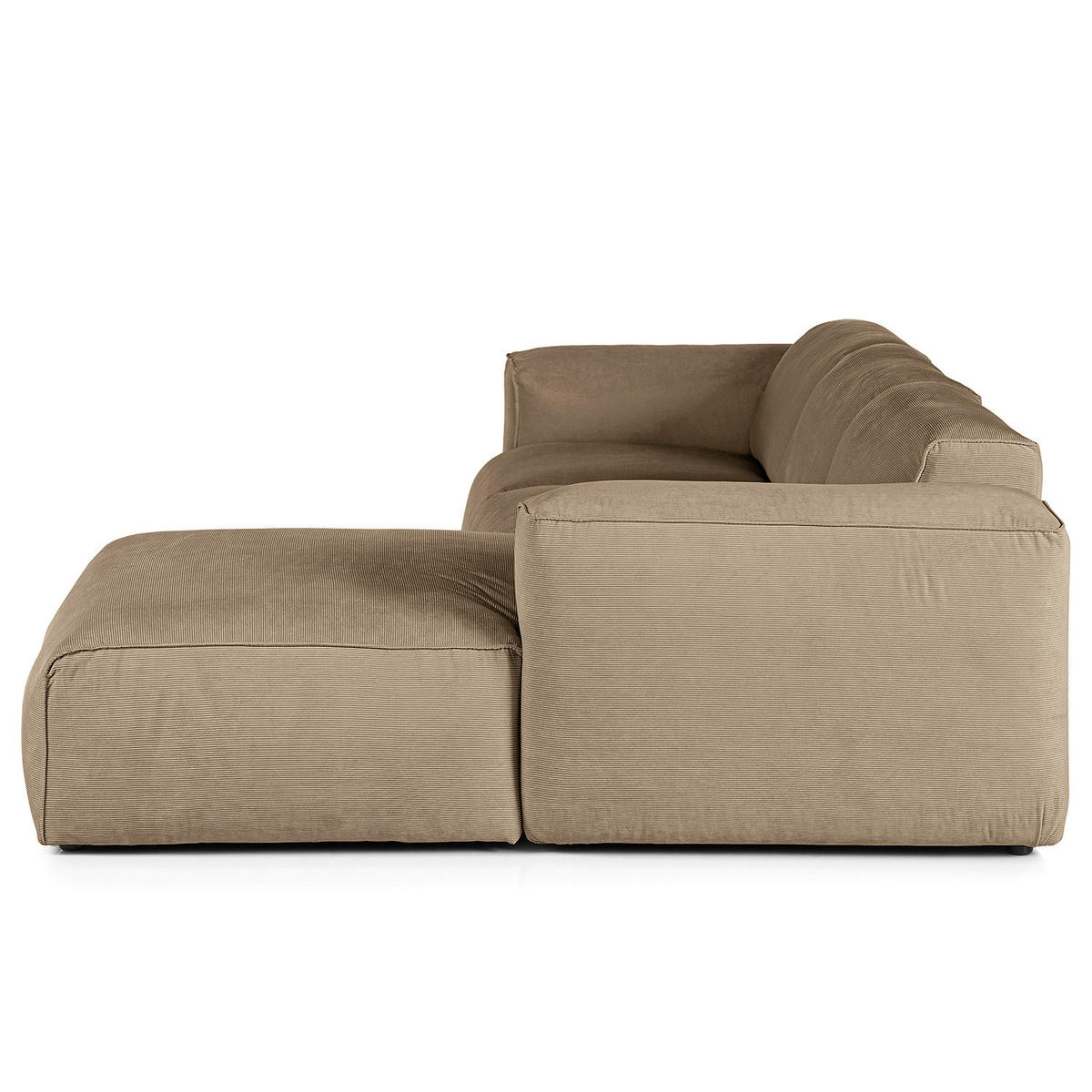 3-SITZER ECKSOFA mit Longchair - Taupe/Schwarz, Kunststoff/Textil (251/173cm) - home24