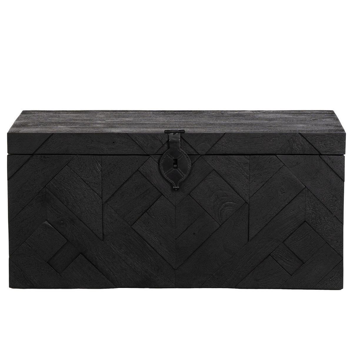 MASSIVER TRUHENTISCH - Massivholz - Akazie Schwarz - Schwarz/Akaziefarben, Holz (40/85/40cm) - home24
