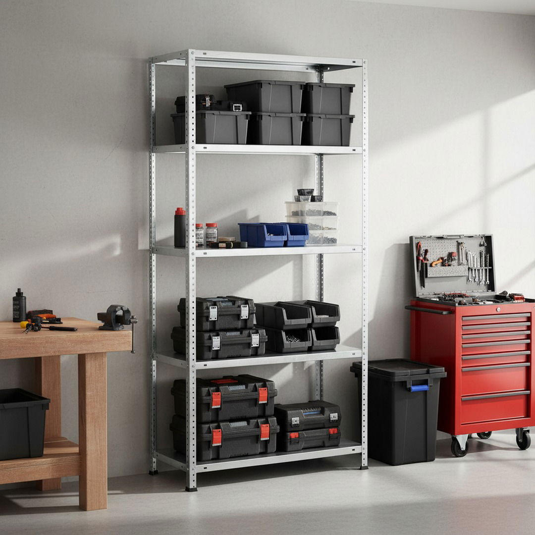 SCHRAUBREGAL PANDA TALL | HxBxT 200x100x40cm | 5 Fachböden | Fachlast 100kg | Grau - Grau, Metall (100/200/40cm) - PROREGAL