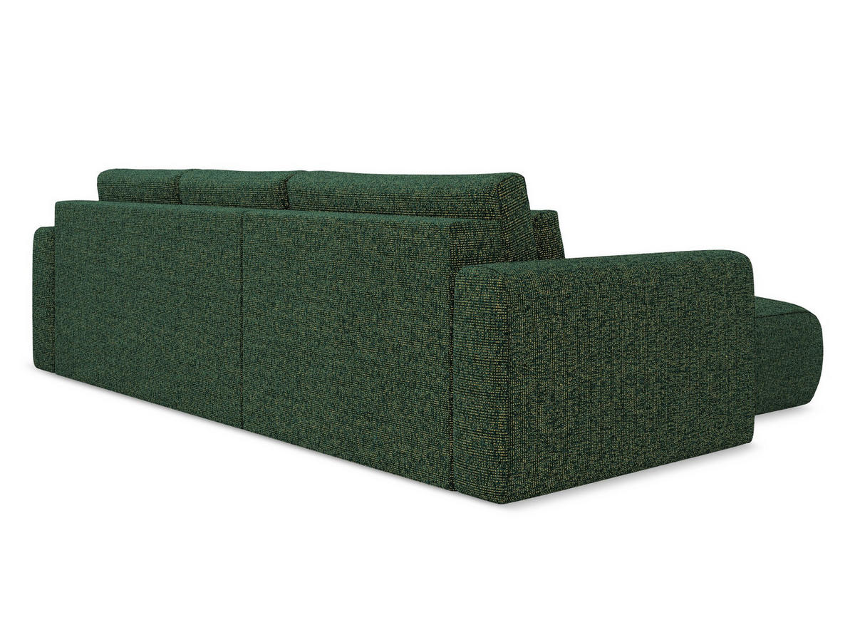 ECKSOFA mit Schlaffunktion Strukturstoff Stoff Grün - Schwarz/Grün, Kunststoff/Textil (149/278cm) - Makamii