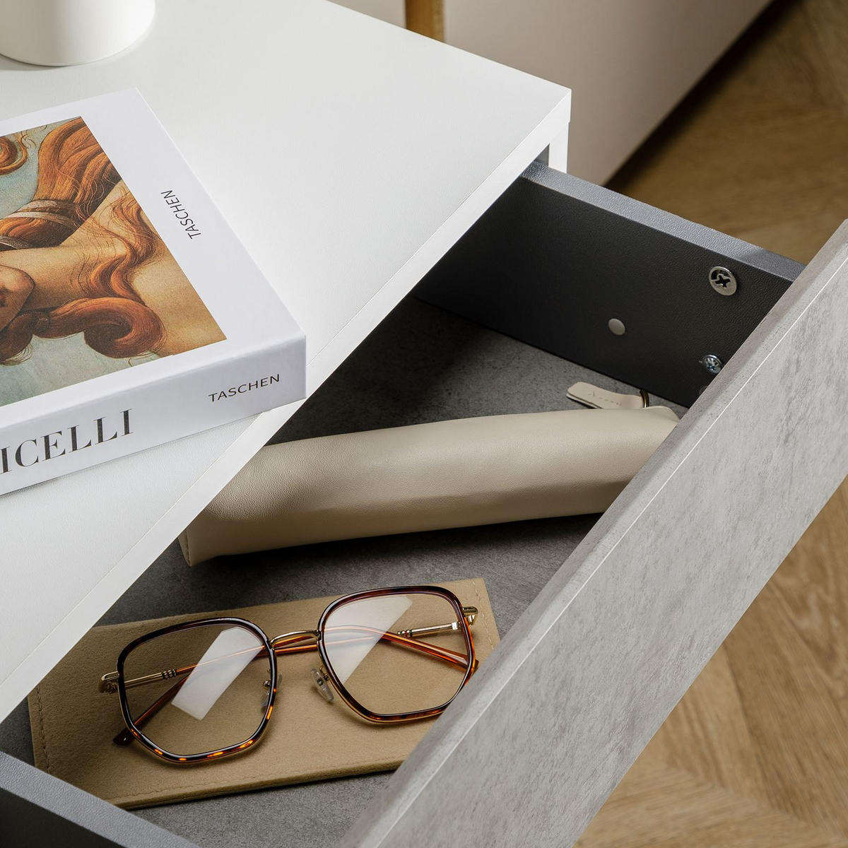 HÄNGENDER NACHTTISCH ANNE - Weiß/Grau, Holzwerkstoff (42/14/30cm) - CARO-Möbel