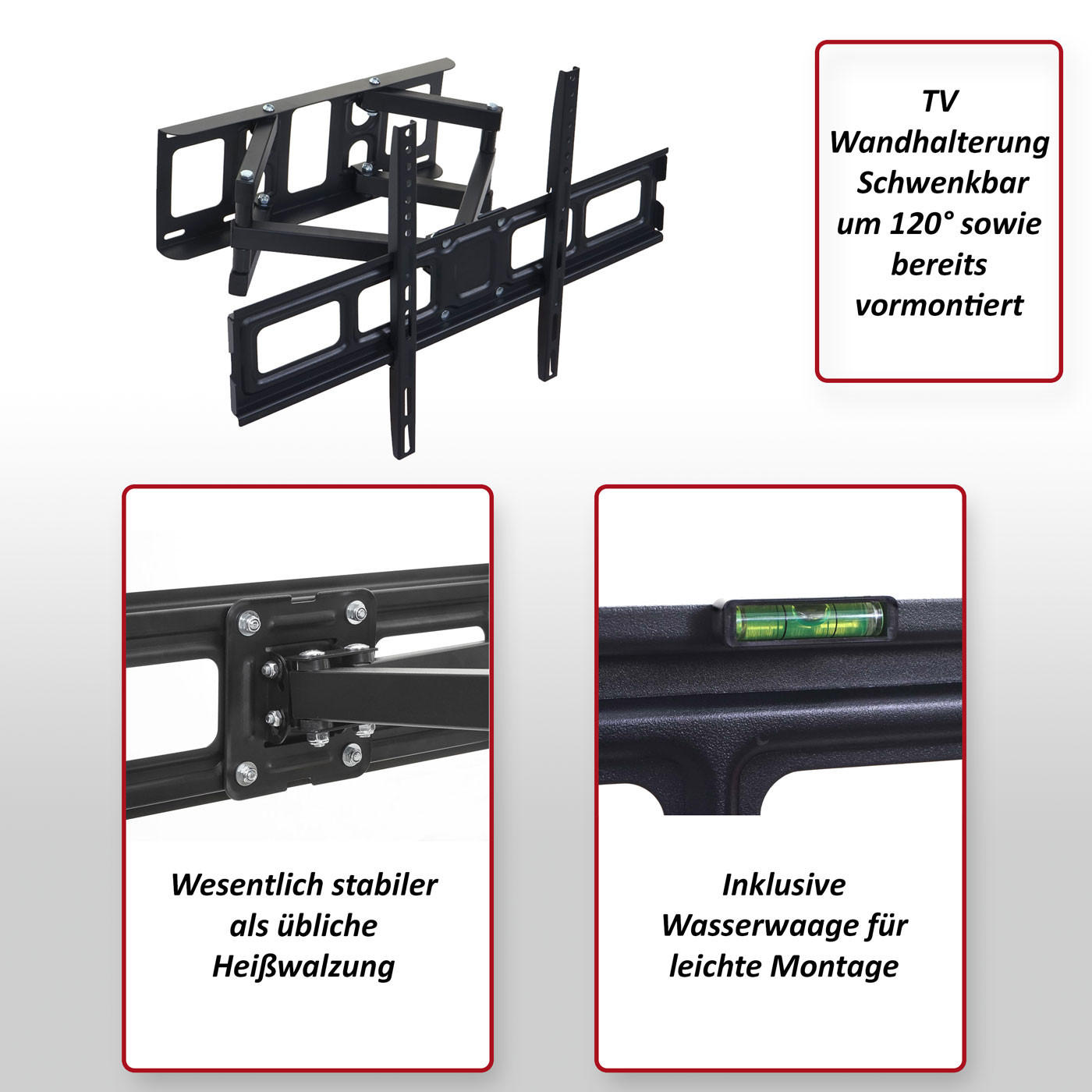 TV-WANDHALTERUNG Schwarz - Schwarz, Metall (64/42/8cm) - MCW