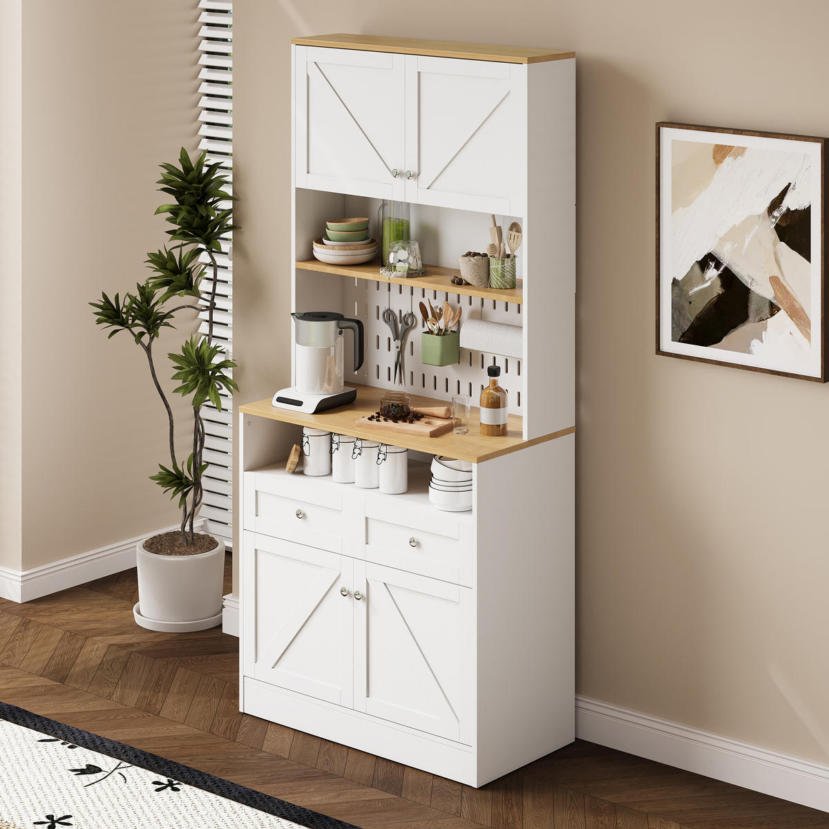 SIDEBOARD Weiß 2 Schubladen 4 Türen - Weiß, Holz (80/175/40cm) - Fortuna Lai
