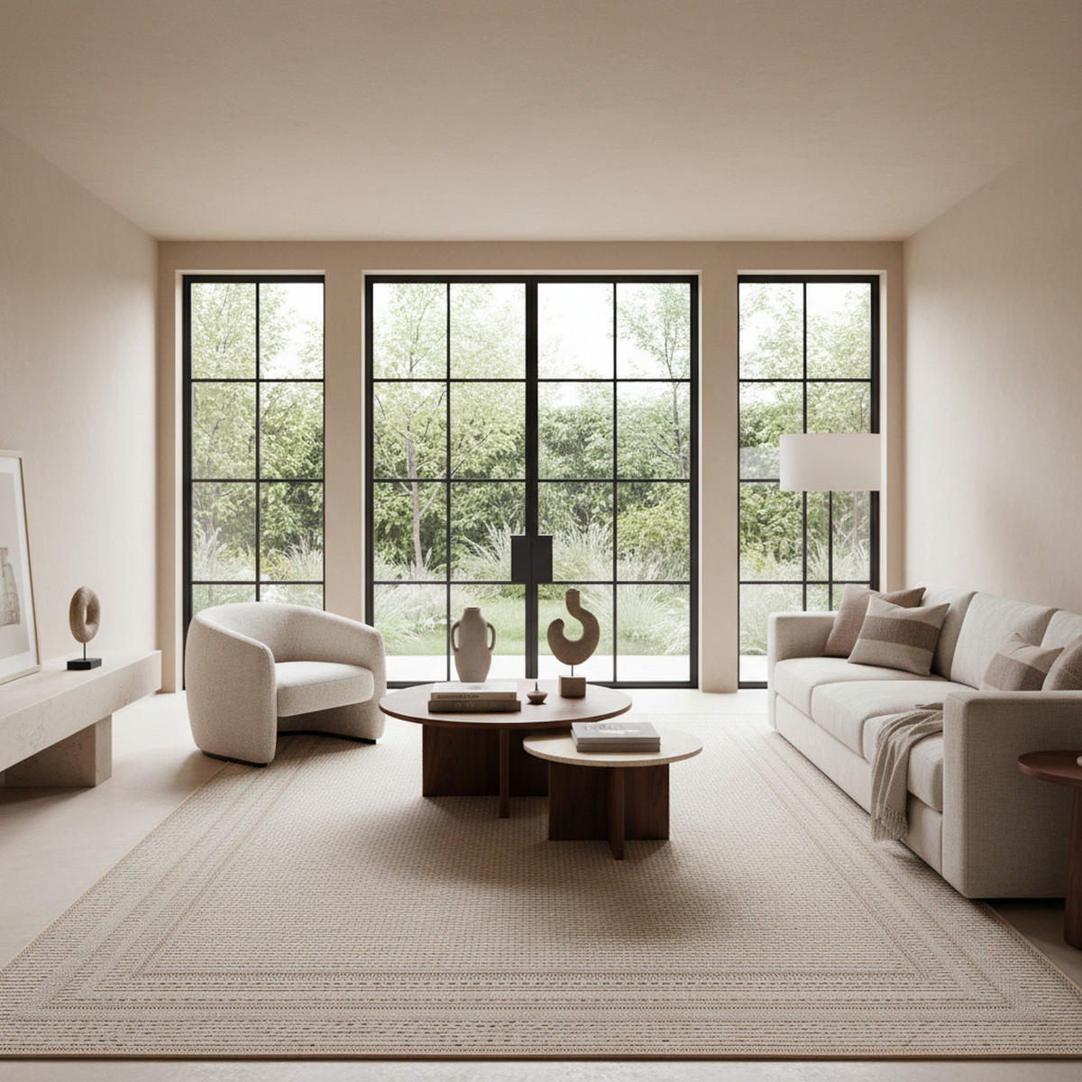 TEPPICH Outdoor Flachgewebe Bordürenmuster Polypropylen Terrasse Beige Rechteckig 240x340 - Beige, Textil (240/340cm) - KADIMA DESIGN