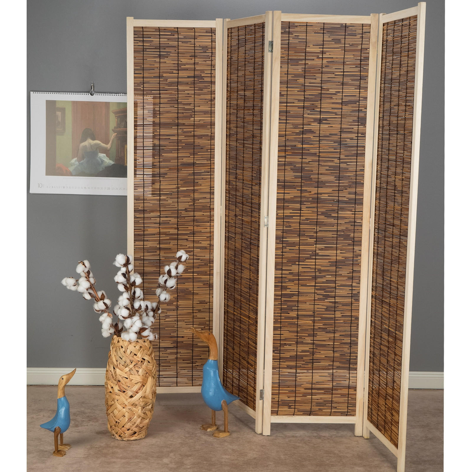 RAUMTEILER Gran Playa 4-teilig Schilfrohr dunkelbraun - Dunkelbraun, Holz (160/170/3cm) - CREEDWOOD