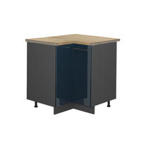 ECKUNTERSCHRANK Fame-Line Dunkelblau Hochglanz 80.5 cm , AP Eiche - Anthrazit/Dunkelblau, Holzwerkstoff (80.5/82/60cm) - Vicco