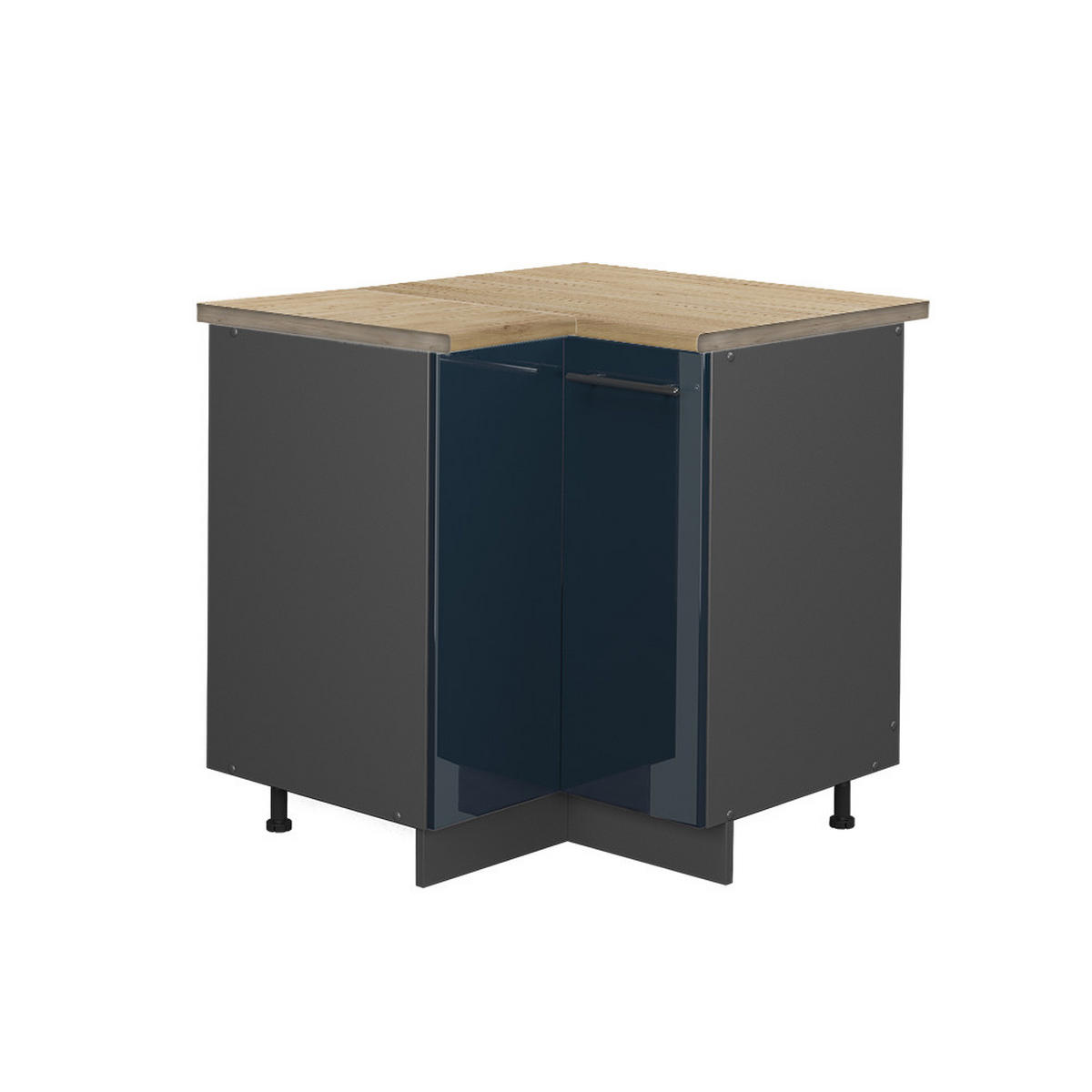 ECKUNTERSCHRANK Fame-Line Dunkelblau Hochglanz 80.5 cm, AP Eiche - Anthrazit/Dunkelblau, Holzwerkstoff (80.5/82/60cm) - Vicco