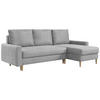 ECKSOFA Lang Velvet Hellgrau - Hellgrau/Braun, Holz/Textil (220/140cm) - MKS