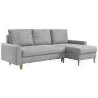 ECKSOFA Lang Velvet Hellgrau - Hellgrau/Braun, Holz/Textil (220/140cm) - MKS