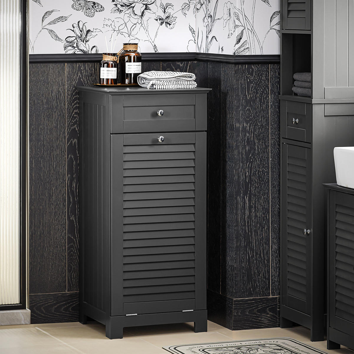 WÄSCHESCHRANK Grau - Grau, Holzwerkstoff (40/90/38cm) - SoBuy