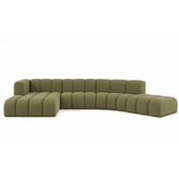 ECKSOFA L-Form GRAND Round, Stoff Salvador, Olive, Links - Olivgrün, Holz (445/179cm) - Kaiser Möbel