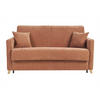 SCHLAFSOFA 3-Sitzer in Samtoptik Stoff gebrannte Erde und helles Holz mit 18 cm Matratze SKANDY - Terracotta, Textil (99/92/176cm) - Miliboo