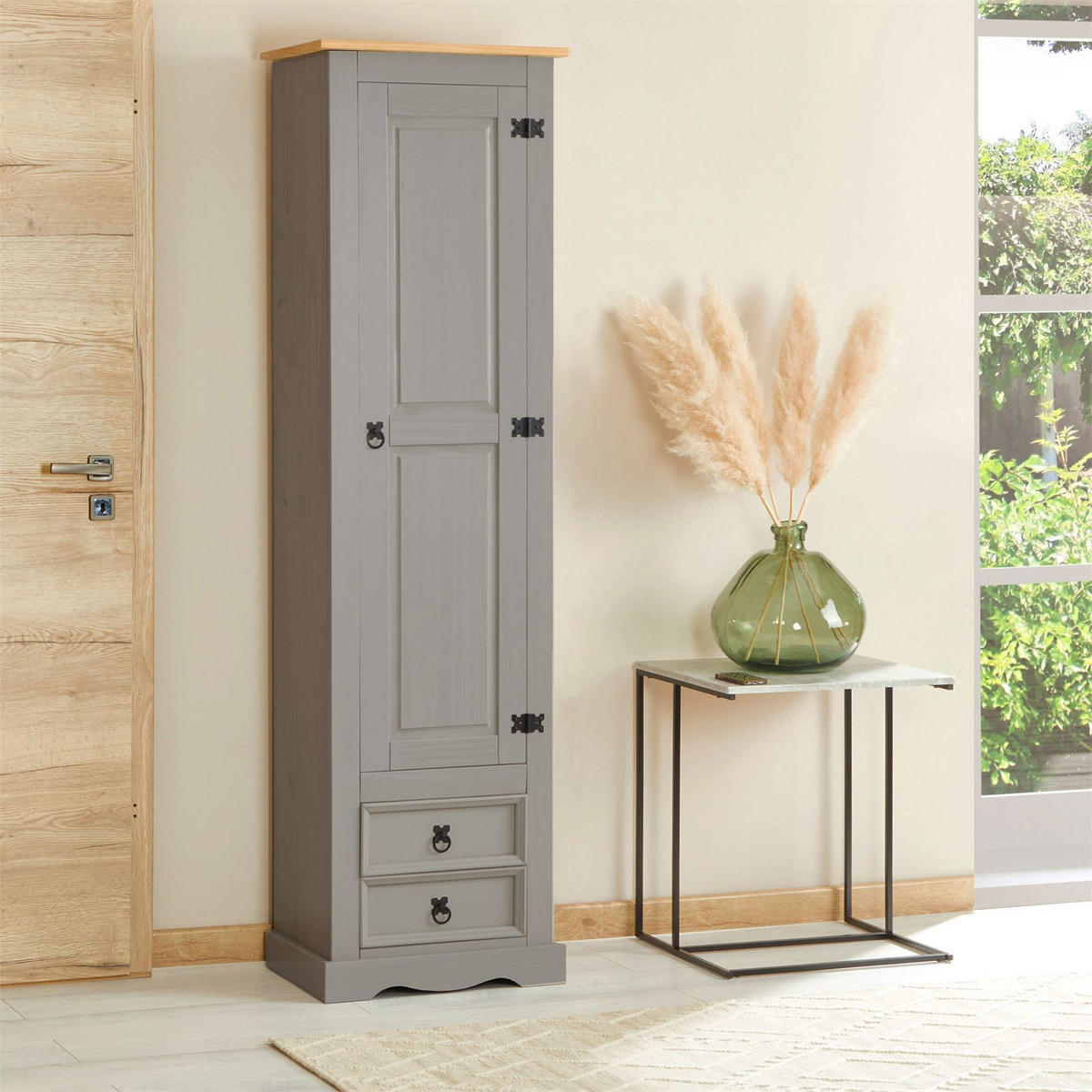 SCHUHSCHRANK TEQUILA - Braun/Grau, Holz (53/190/38cm) - IDIMEX