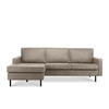 ECKSOFA-LINKS INVIA mit Armlehnen vintage, Lederoptik-Stoff, hellgrau - Hellgrau/Schwarz, Textil (234/160cm) - KONSIMO®