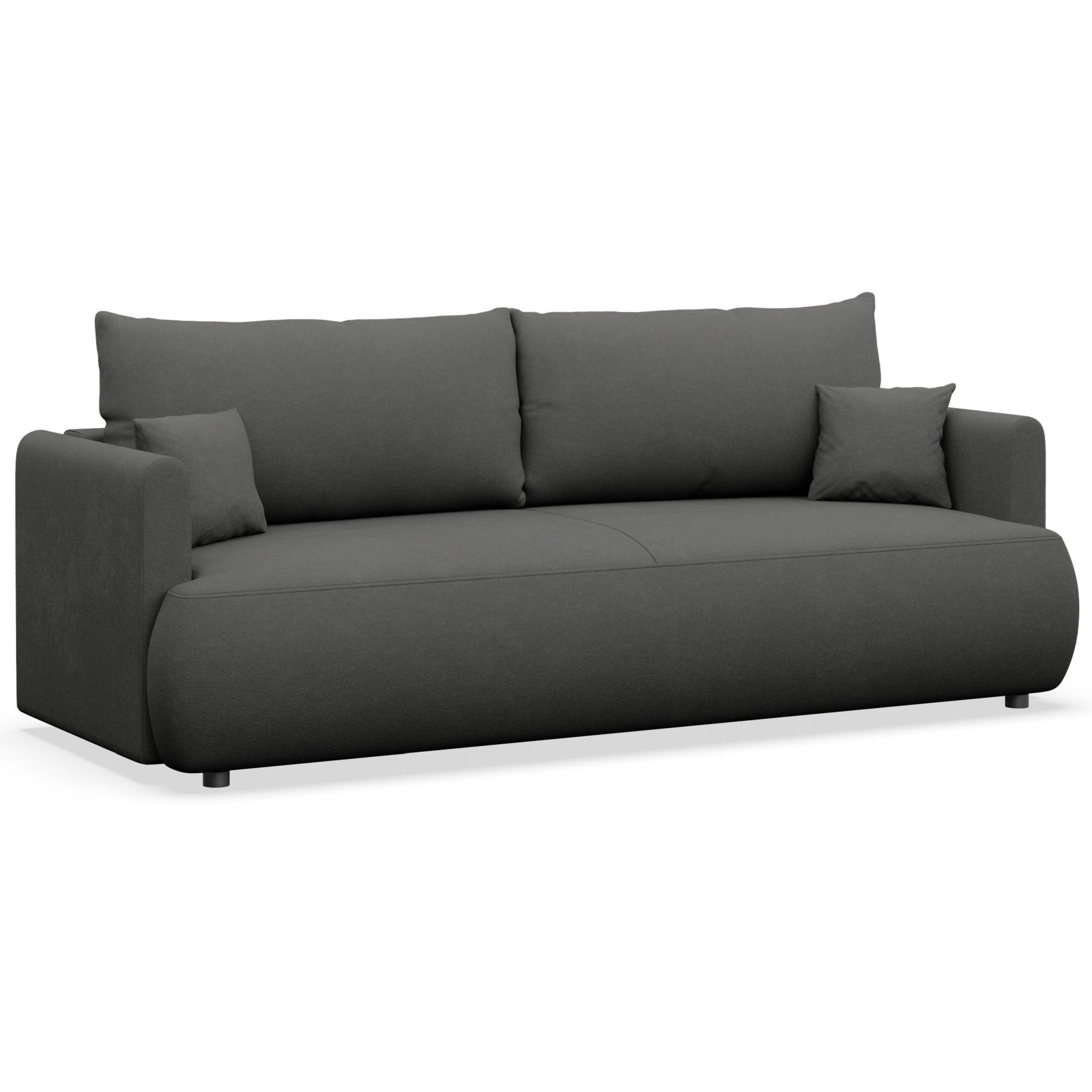 3-SITZER SOFA Ovo Mini Dunkelgrau Chenille Easy-Clean - Dunkelgrau/Schwarz, Kunststoff/Textil (226/90/97cm) - Selsey