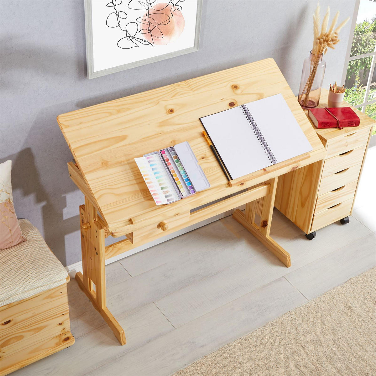 KINDERSCHREIBTISCH FLEXI - Naturfarben, Holz (109/75/55cm) - IDIMEX