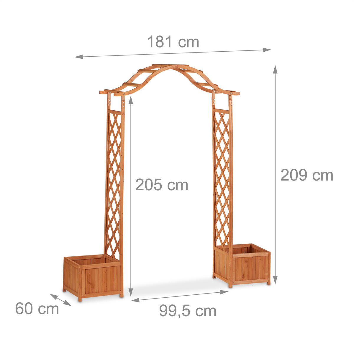 ROSENBOGEN - Hellbraun, Holz (181/209/60cm) - Relaxdays