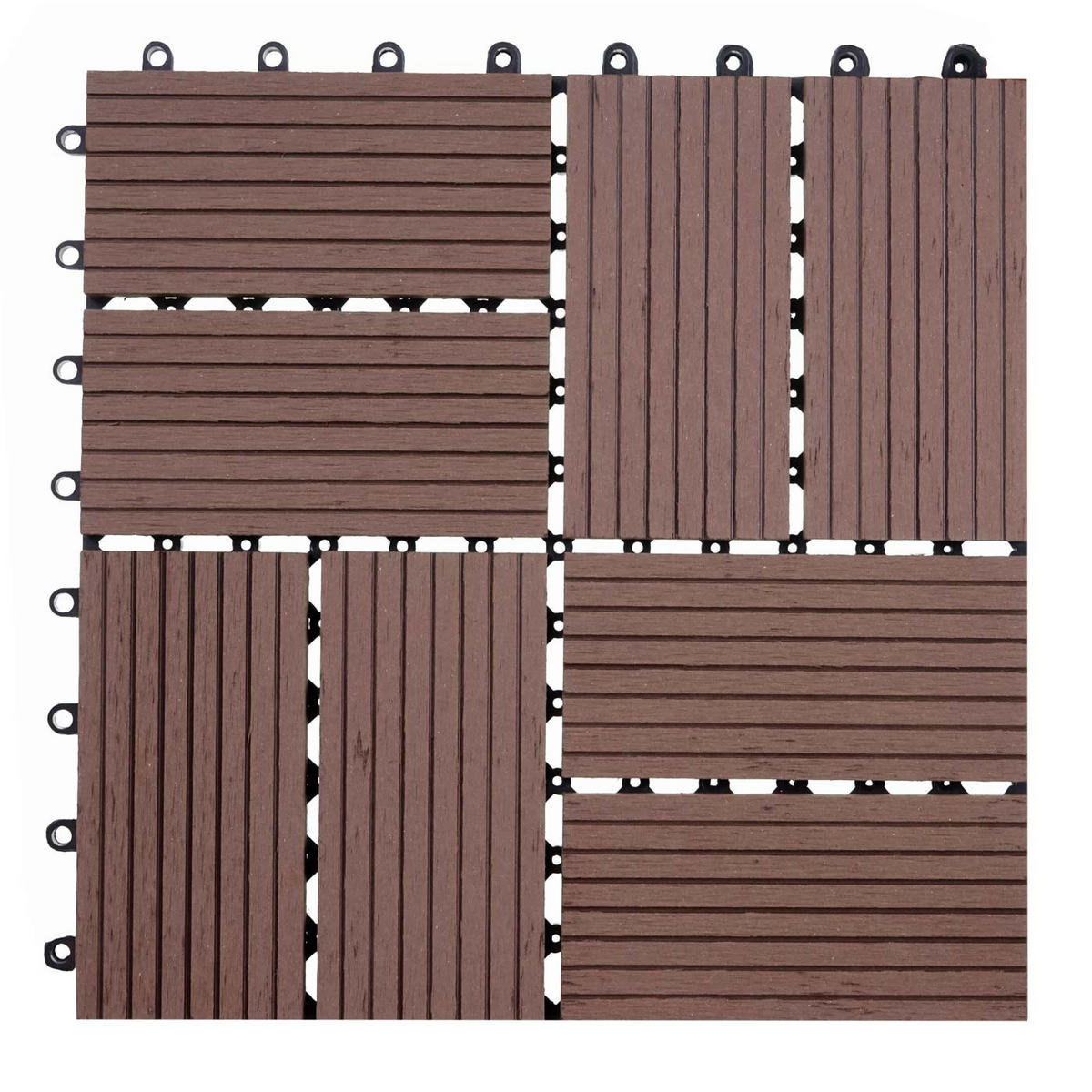 WPC BODENFLIESE 11x 30x30cm Premium Coffee Vierecke - Braun, Kunststoff (30/30/2cm) - BERLINLODGE