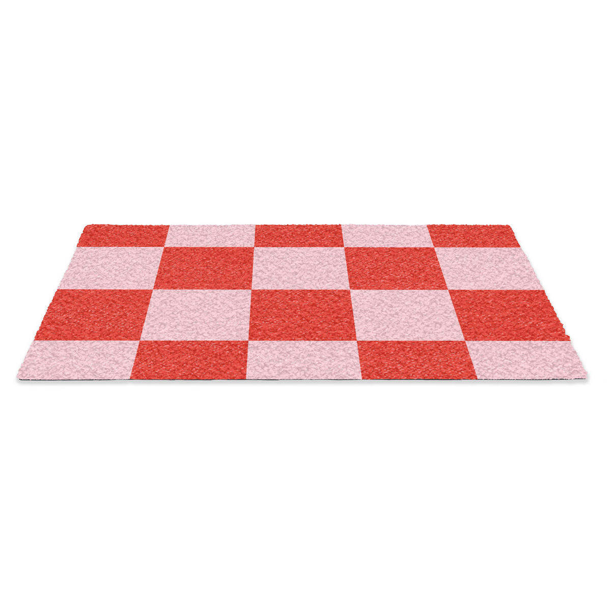 FUSSMATTE Schachbrettmuster - Rot - Rosa - Würfel 60x40 cm - Rot, Kunststoff (60/0.4cm) - MuchoWow