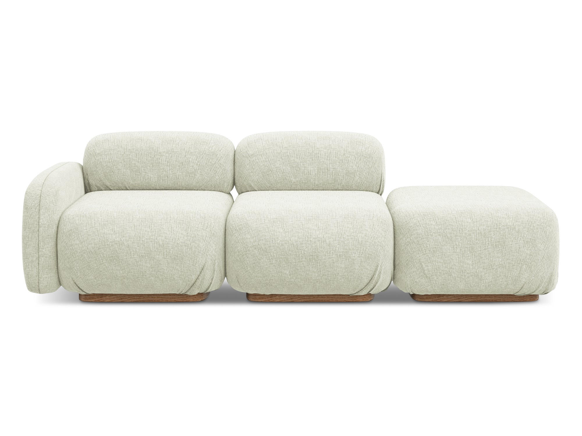3-SITZER SOFA Rechts Chenille Stoff Weiß - Weiß/Braun, Holz/Textil (258/73/95cm) - Makamii
