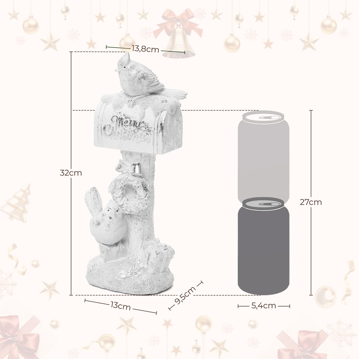 WEIHNACHTSDEKO Briefkasten HTHD0185 - Weiß, Kunststoff (10/32/14cm) - Hometopia