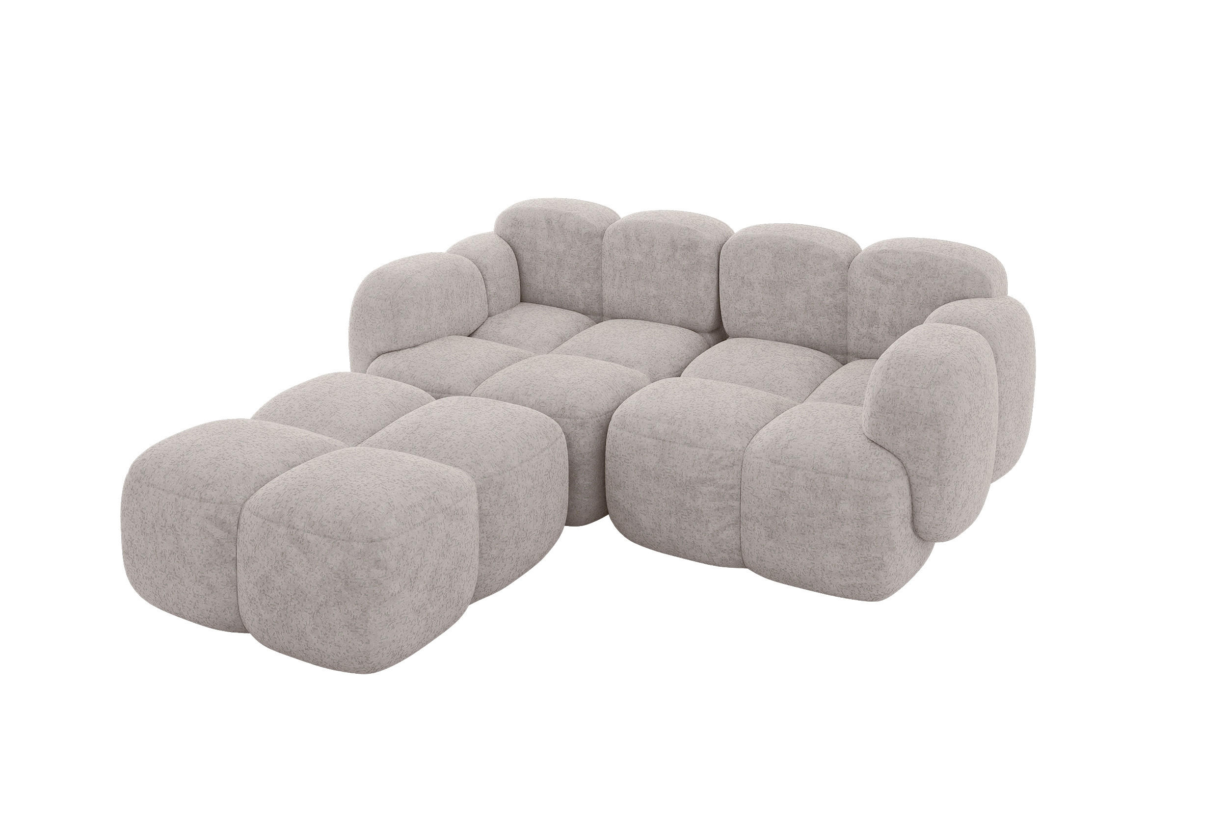 ECKSOFA modulares Sofa Links Miko-L1 214x205x75 Hellgrau Velours - Hellgrau/Schwarz, Holzwerkstoff/Kunststoff (214/205cm) - ALTDECOR
