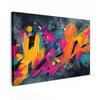 LEINWANDBILD Abstrakt - Graffiti - Farbenfroh - Farbspritzer Wohnzimmer Groß 120x80 cm - Multicolor, Textil (120/80cm) - MuchoWow