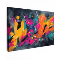 LEINWANDBILD Abstrakt - Graffiti - Farbenfroh - Farbspritzer XXL 150x100 cm - Multicolor, Textil (150/100cm) - MuchoWow