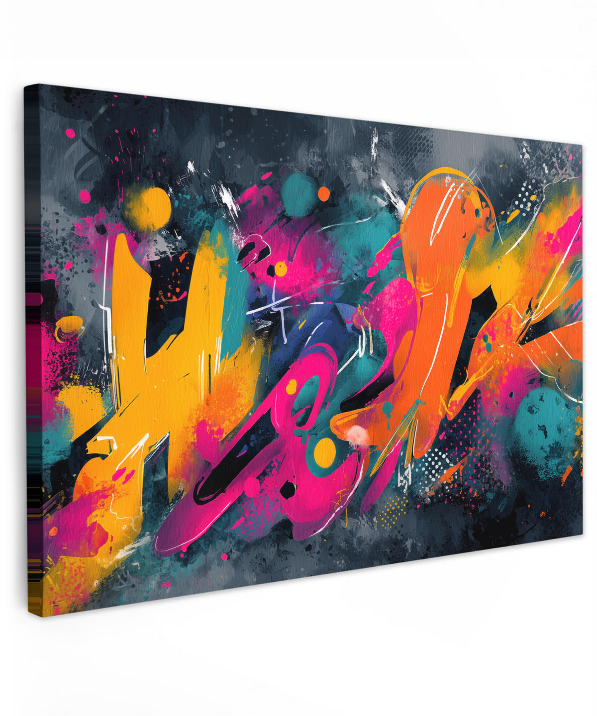 LEINWANDBILD Abstrakt - Graffiti - Farbenfroh - Farbspritzer XXL 150x100 cm - Multicolor, Textil (150/100cm) - MuchoWow