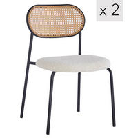 STUHL 2er-Set Rattan Weiß - Weiß, Holz (44/79/52cm) - Nordlys