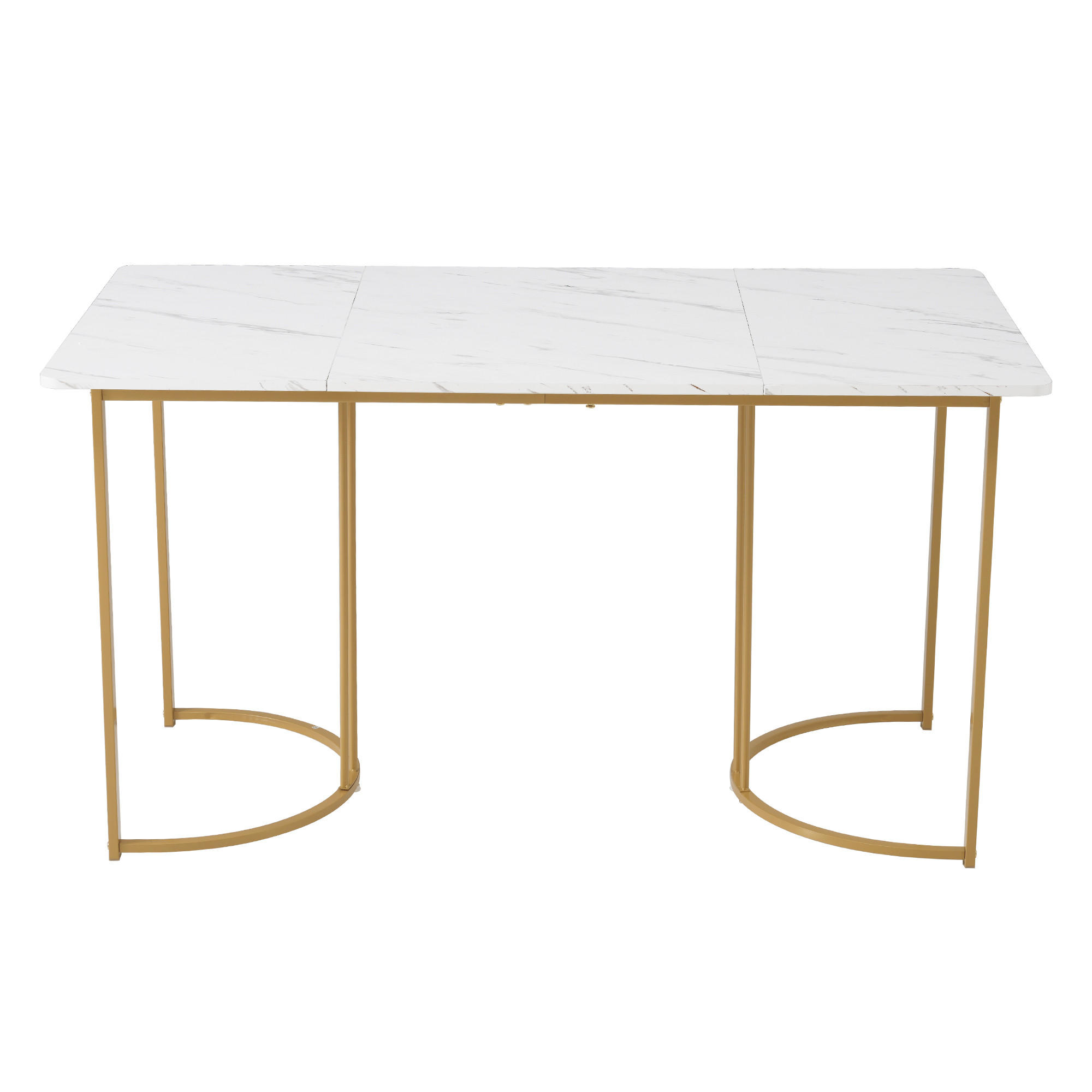 ESSTISCH Marmoroptik Weiß/Gold 140/80/75 cm - Weiß, Holz (80/140/75cm) - PANGIVO