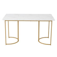ESSTISCH Marmoroptik Weiß/Gold 140/80/75 cm - Weiß, Holz (80/140/75cm) - PANGIVO