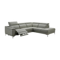 ECKSOFA Jardin Echtleder mit 1 x Relaxfunktion Perlgrau - Hellgrau, Leder/Metall (266/230cm)