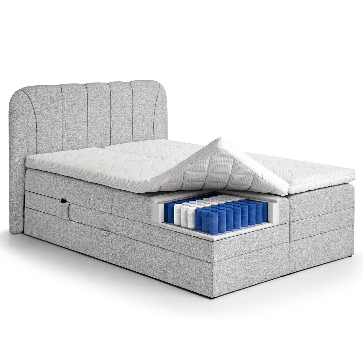 BOXSPRINGOVÁ POSTEL Romeo s elektrickým polohováním matrace, 140x200 cm, světle šedá - světle šedá, textil (140/200cm) - Beautysofa