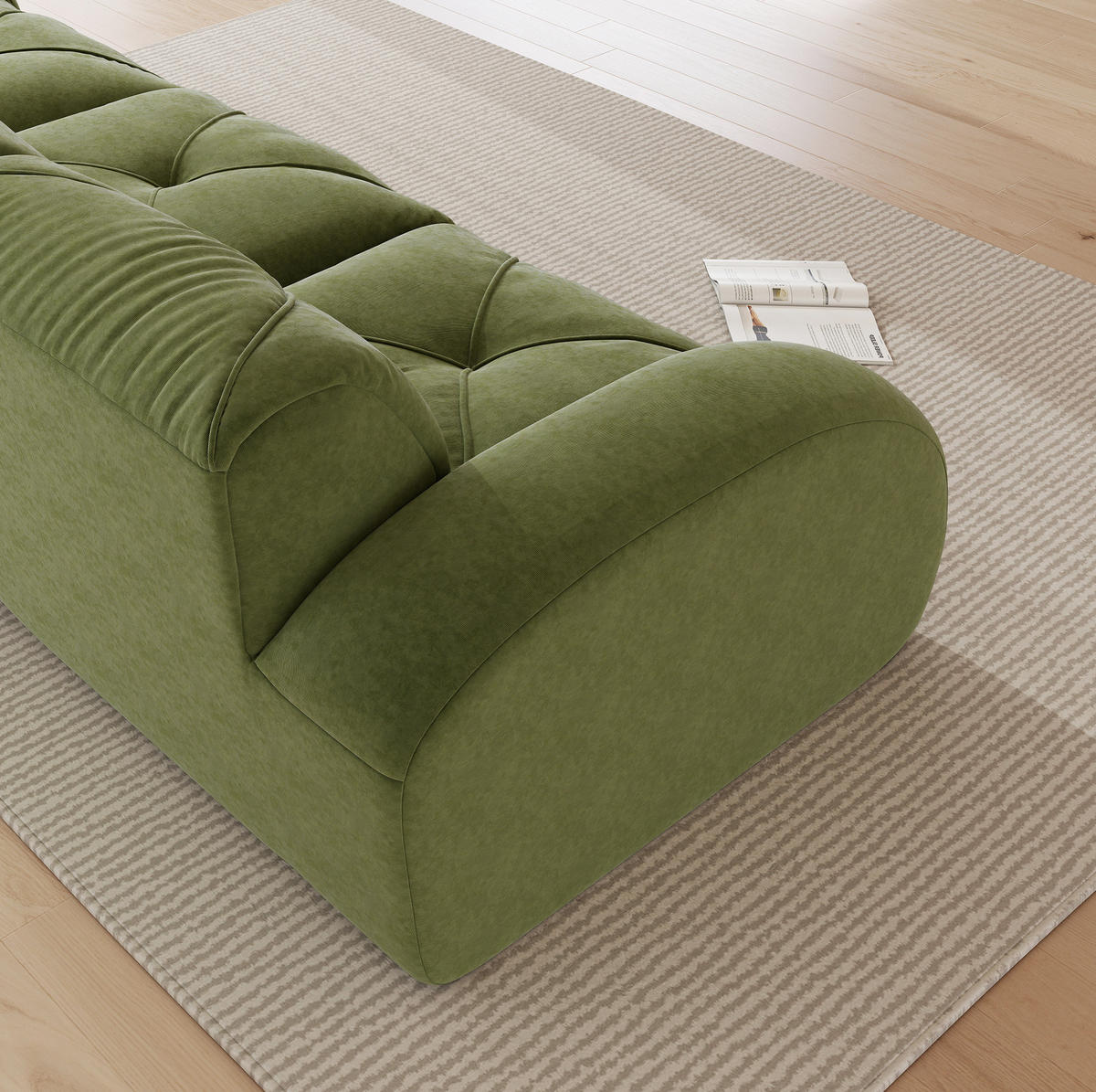 MODULSOFA rahmenlos Chenille Green - Grün, Kunststoff (171/281cm) - Meubliv
