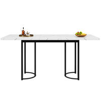 ESSTISCH 140-179,5/80/75,5 cm in Weiß/Schwarz ausziehbar mit Metallgestell - Weiß, Holzwerkstoff (140/80/75.5cm) - Flora Grace