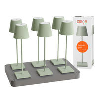 LED Akku-Tischlampe, Nuindie 3.0 6er-Set mit Ladestation, salbeigrün - Grün, Metall (38/10/38cm) - Sigor