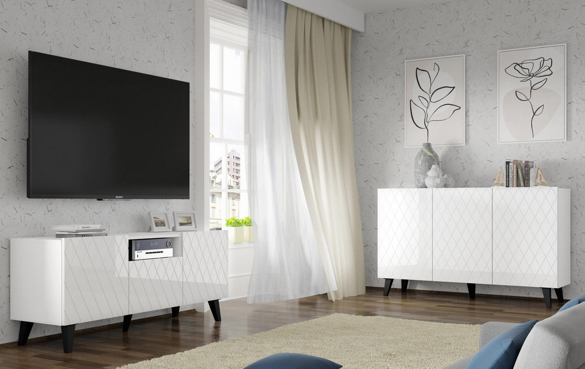 TV LOWBOARD Weiß 145/62/42 - Weiß, Holzwerkstoff (145/62/42cm) - RAUMHIRSCH FURNITURE
