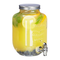 GETRÄNKESPENDER Transparent Glas mit Zapfhahn 3,5 L - Transparent, Glas/Kunststoff (3.5L) - Relaxdays