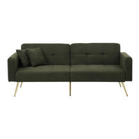 ROZKLADACIA pohovka 175/64/72 cm starozelená s polohovateľným operadlom a bočnými vreckami z látky sherpa - zelená, plast (175/72/64cm) - OKWISH