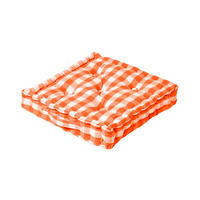 SITZKISSEN orange-weiß kariert 50/50/10 cm - Orange, Textil (50/50/10cm) - Homescapes