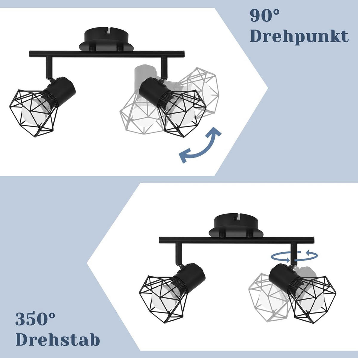 DECKENSTRAHLER Stralina 10/20/28 cm - Schwarz, Metall (28/10/20cm) - ZMH