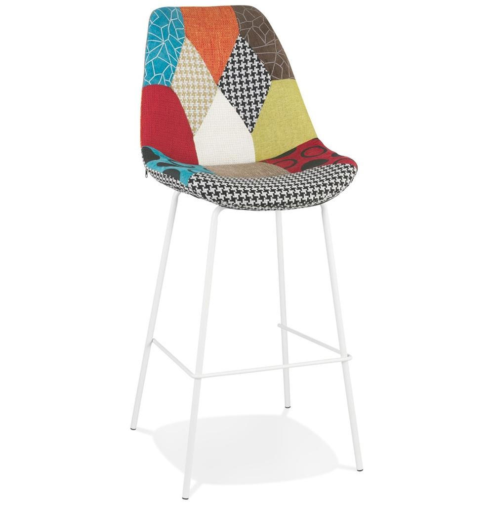 BARHOCKER – Patchwork bunt, Textil, ergonomisch, Metall Weiß, 75 cm, 120 kg, REMAXO - Multicolor/Weiß, Textil/Metall (45/115/49cm) - KADIMA DESIGN