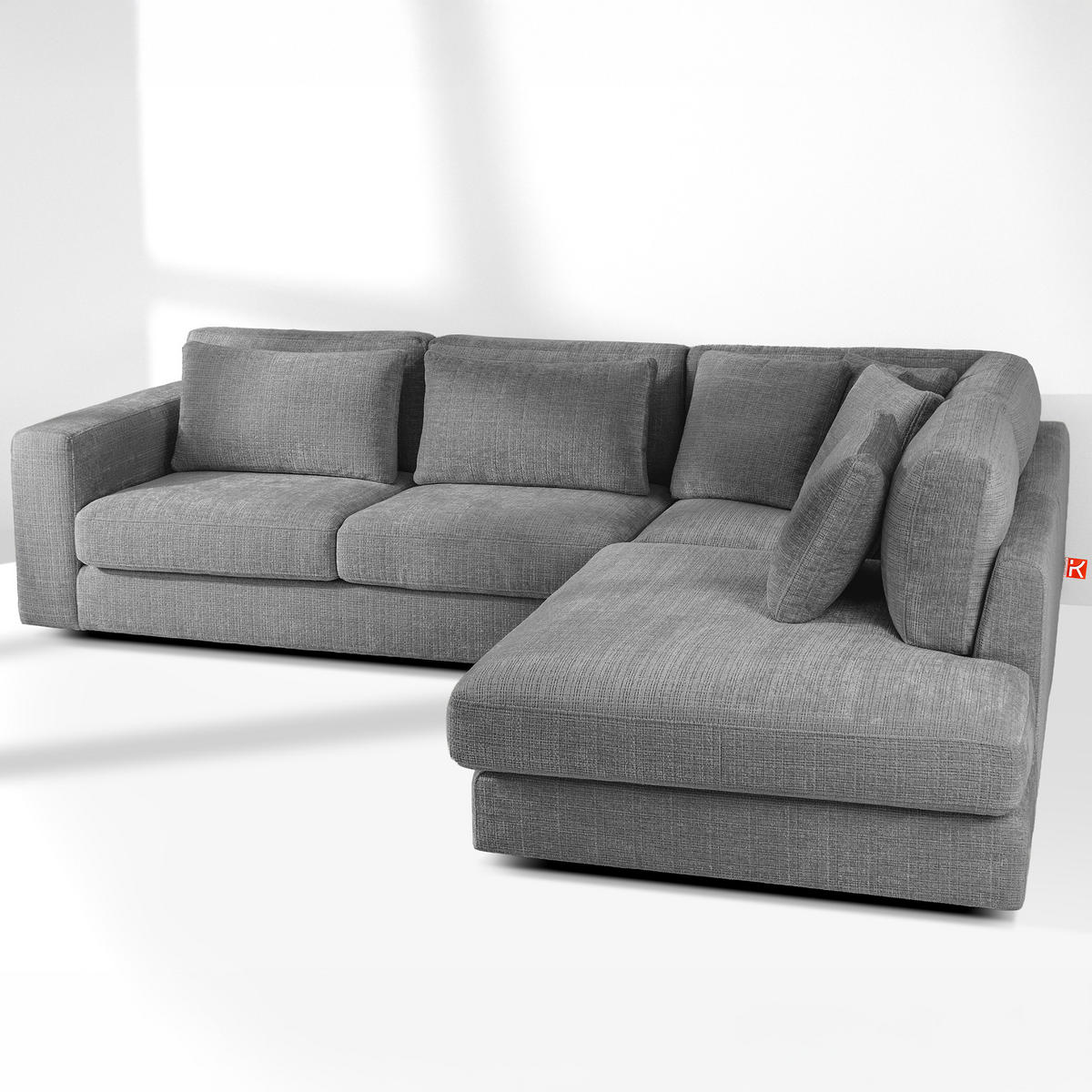 ECKSOFA rechts VERUS - Dunkelgrau, Holz/Holzwerkstoff (297/248cm) - KONSIMO®