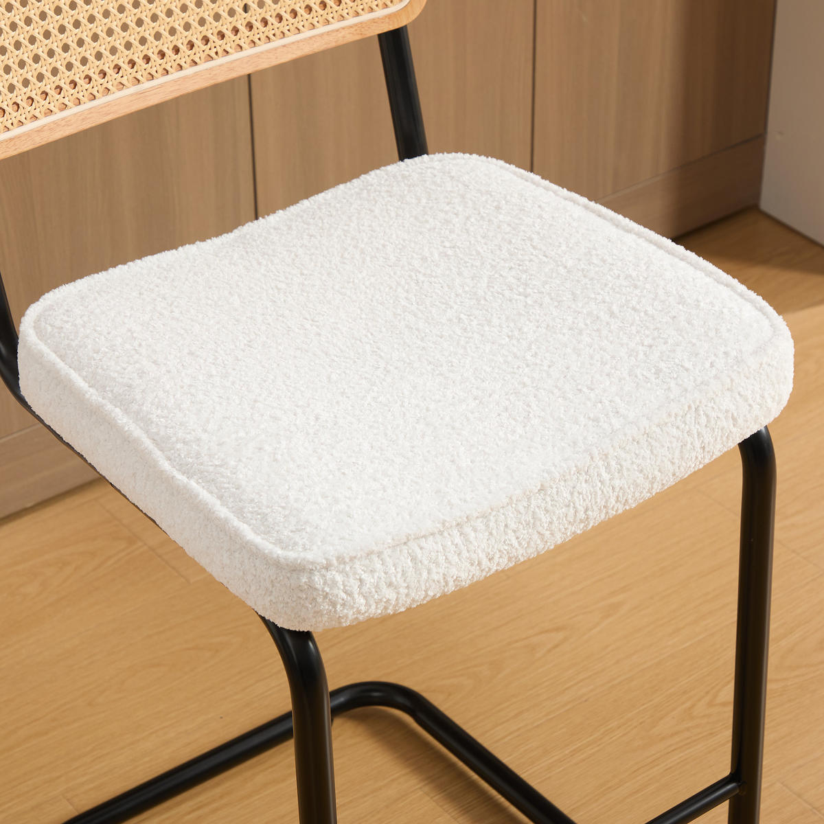 BARHOCKER DE-36899 2er-Set mit Holzrahmen und Rattan-Optik Elfenbein - Creme, Metall (53.5/98/47cm) - ComfortXL