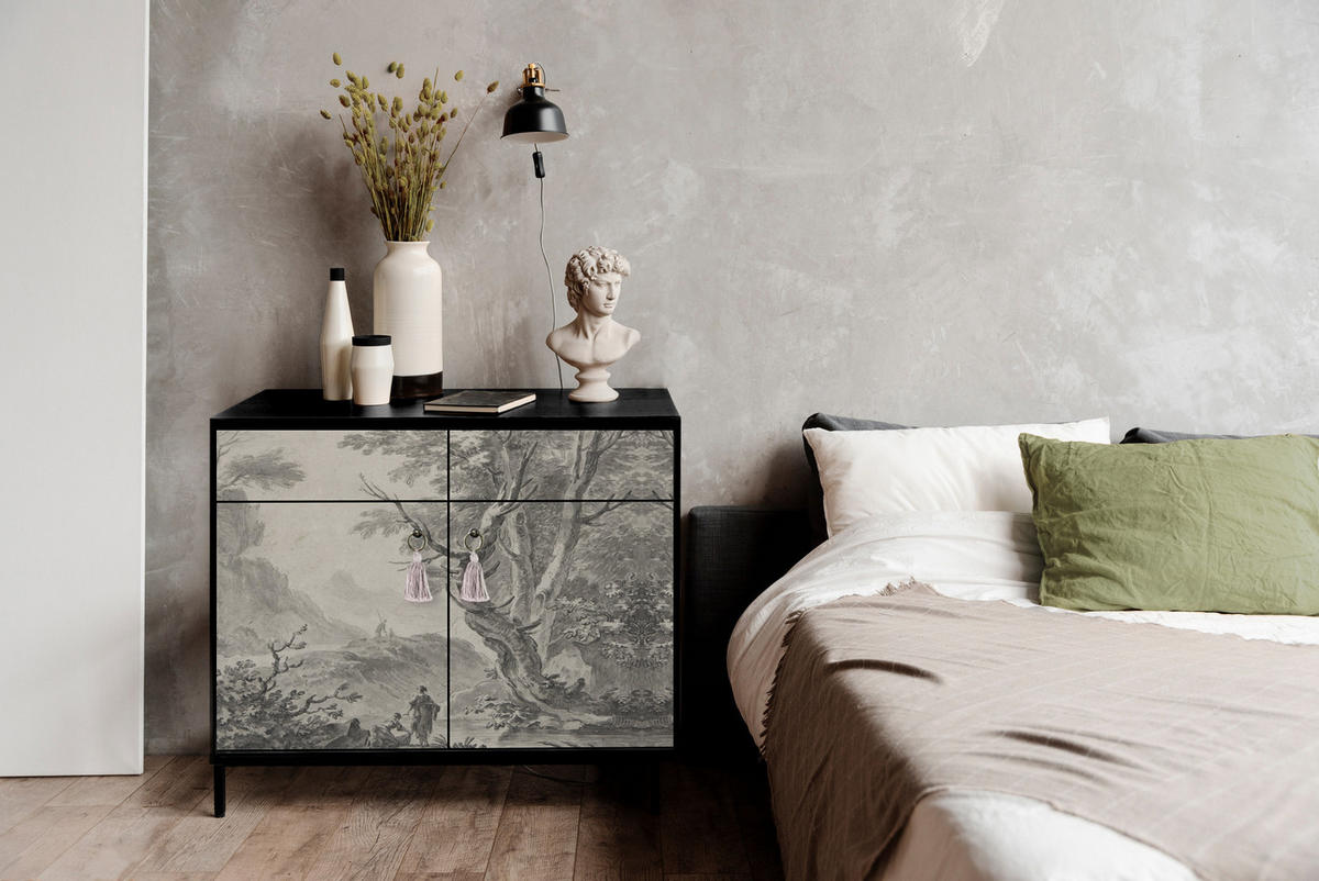 SIDEBOARD aus MDF mit 2 Türen und 2 Schubladen mit dem Aufdruck ALISE WASHER WOMAN - Grau, Holzwerkstoff (90/84/45cm) - RNT By Really Nice Things