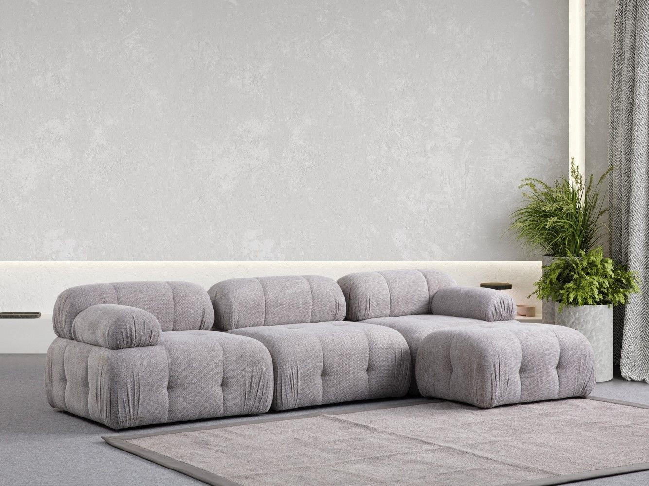 ECKSOFA inklusive Hocker - Hellgrau/Schwarz, Holz/Kunststoff (290/160cm) - myHomelando