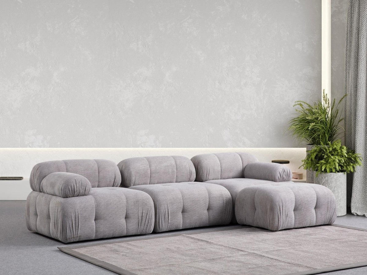 ECKSOFA inklusive Hocker - Hellgrau/Schwarz, Holz/Kunststoff (290/160cm) - myHomelando