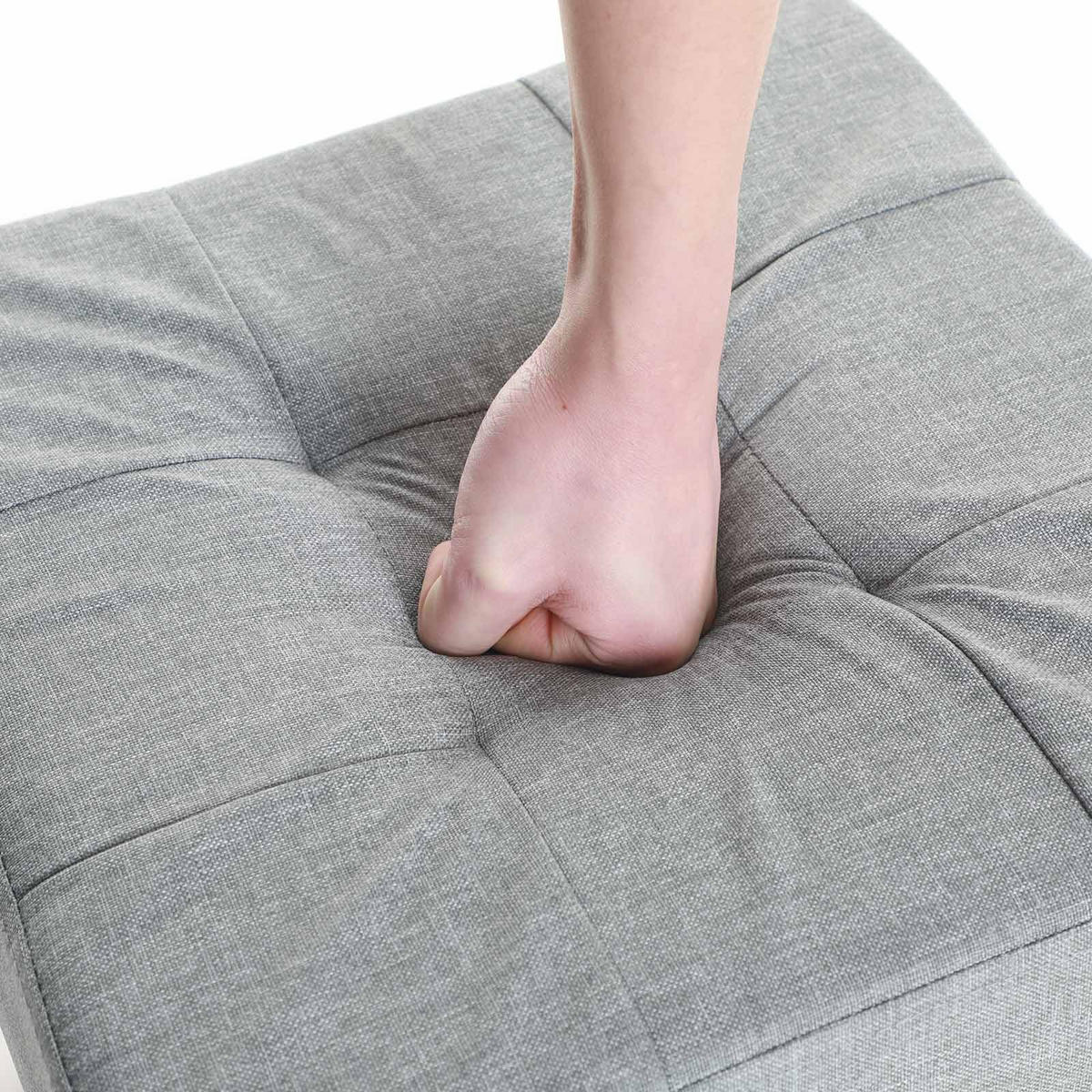SITZHOCKER - Hellgrau, Holzwerkstoff (38/40/38cm) - Hansiro